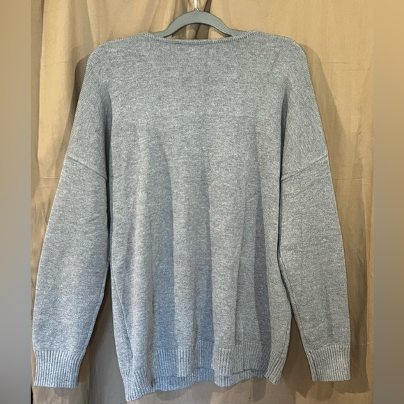 NWOT- Oversized Sweaters, Half Zip, long sleeve, grey, size large (l) - Picture 3 of 9